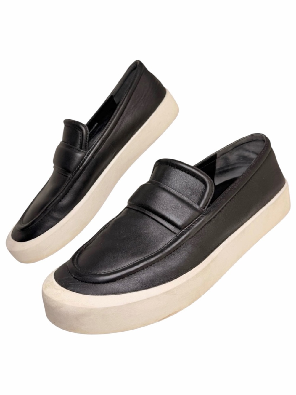 Vince Ghita Black Leather Platform Loafers Womens 38.5 US 8.5 Italy